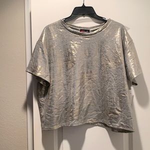 Poof! Metallic Gold Crop Top Large